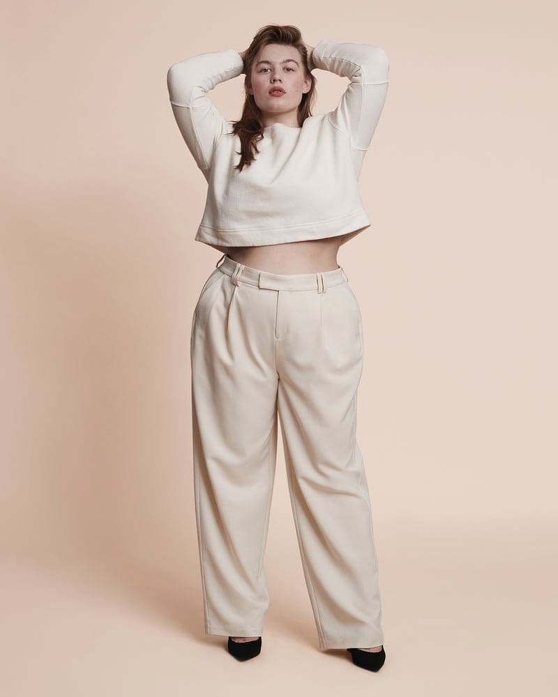 Plus size model wearing Chloe Straight Leg Trouser by 11 Honoré Collection | Dia&Co | dia_product_style_image_id:200158